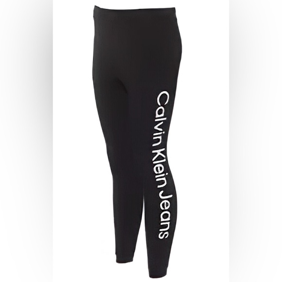 CALVIN KLEIN JEANS Side Logo Leggings in Black - Picture 1 of 6